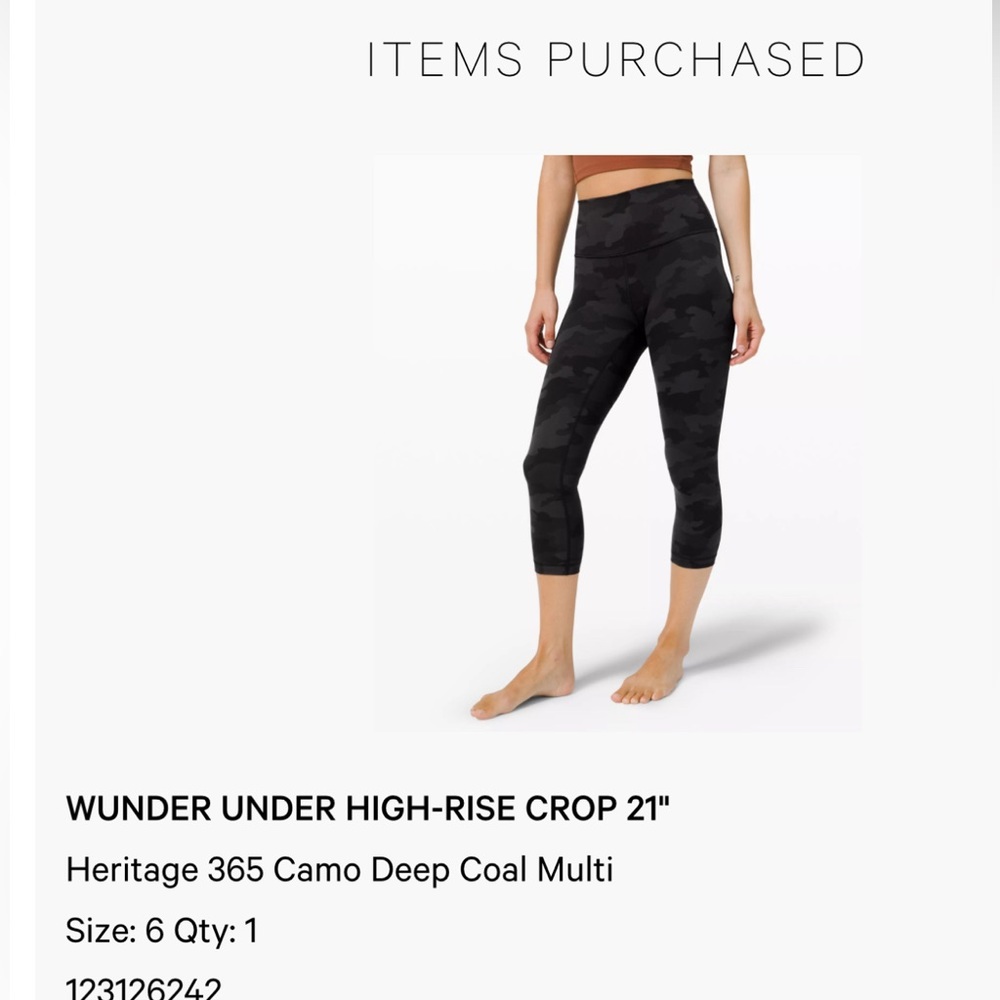 Lululemon Wunder 21” leggings -Size 6